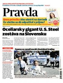 Vydanie Pravdy, náhľad obálky denníka