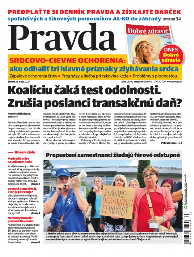Vydanie Pravdy, náhľad obálky denníka