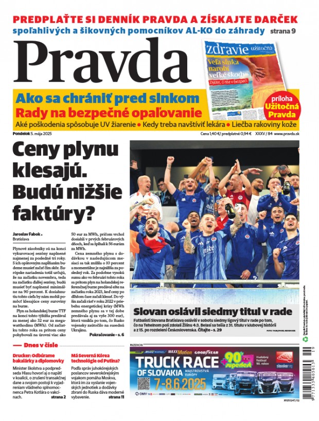 Vydanie Pravdy, náhľad obálky denníka