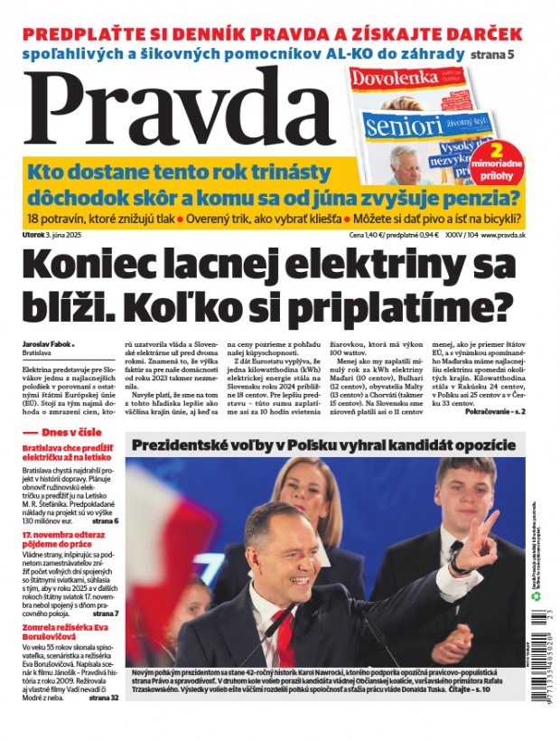 Vydanie Pravdy, náhľad obálky denníka