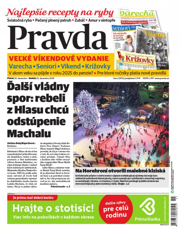 Vydanie Pravdy, náhľad obálky denníka