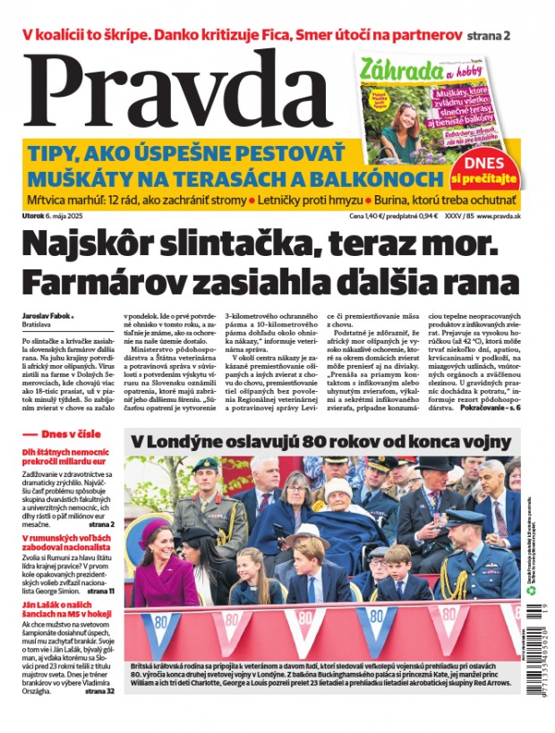 Vydanie Pravdy, náhľad obálky denníka