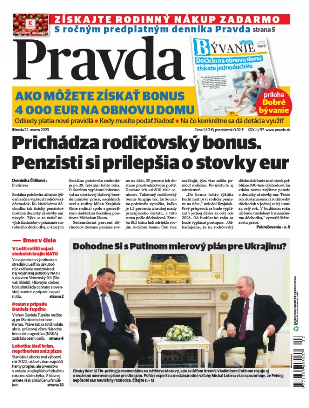 Vydanie Pravdy, náhľad obálky denníka