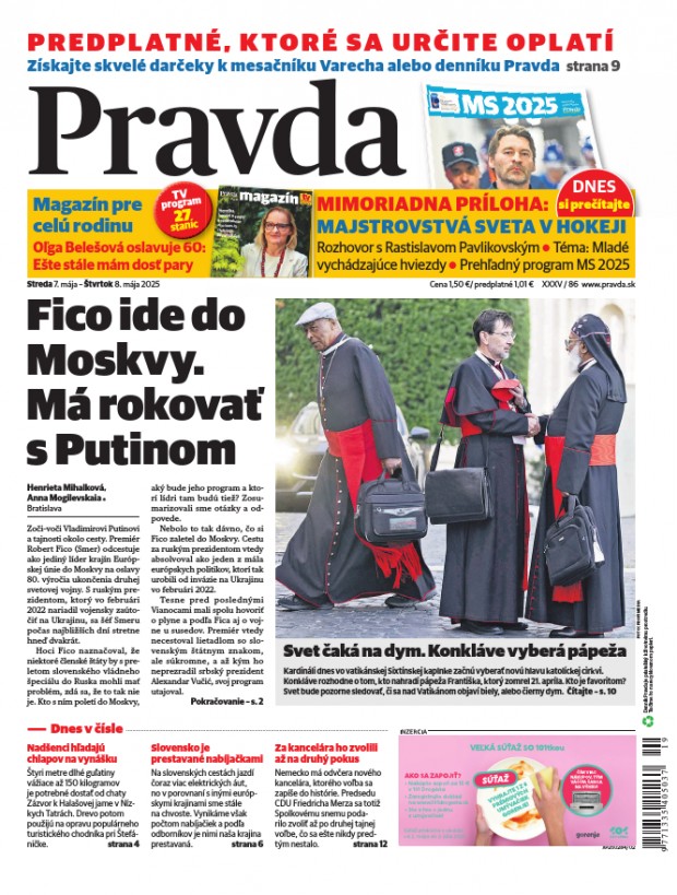 Vydanie Pravdy, náhľad obálky denníka