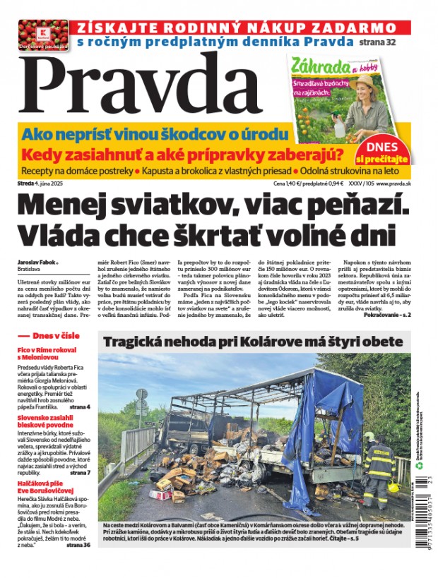 Vydanie Pravdy, náhľad obálky denníka