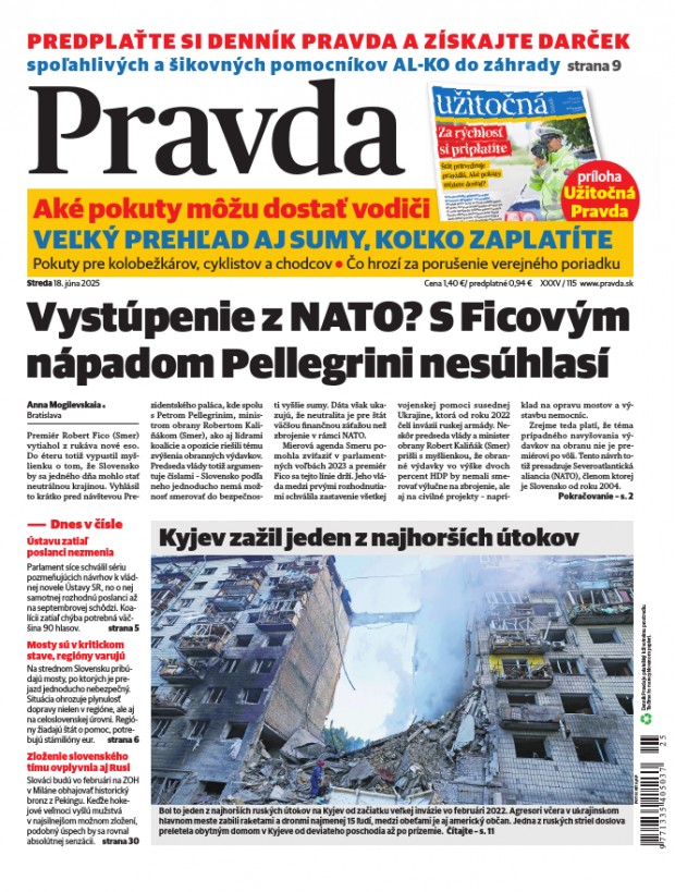 Vydanie Pravdy, náhľad obálky denníka