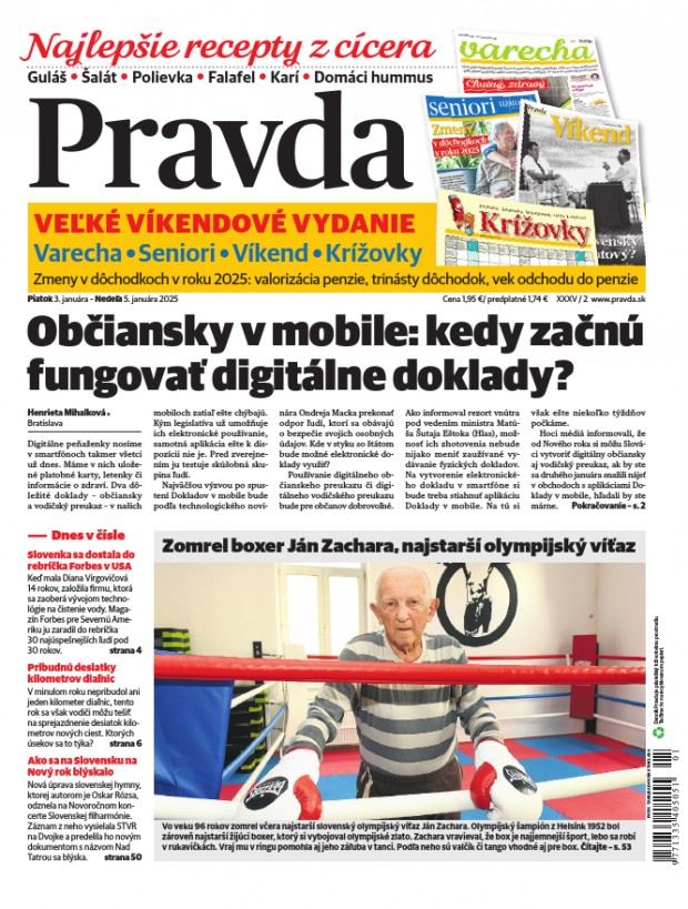 Vydanie Pravdy, náhľad obálky denníka