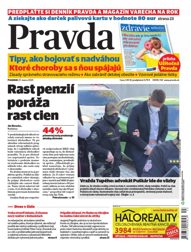 Vydanie Pravdy, náhľad obálky denníka