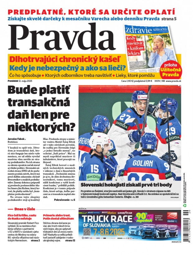 Vydanie Pravdy, náhľad obálky denníka