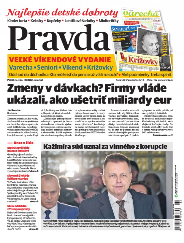 Vydanie Pravdy, náhľad obálky denníka