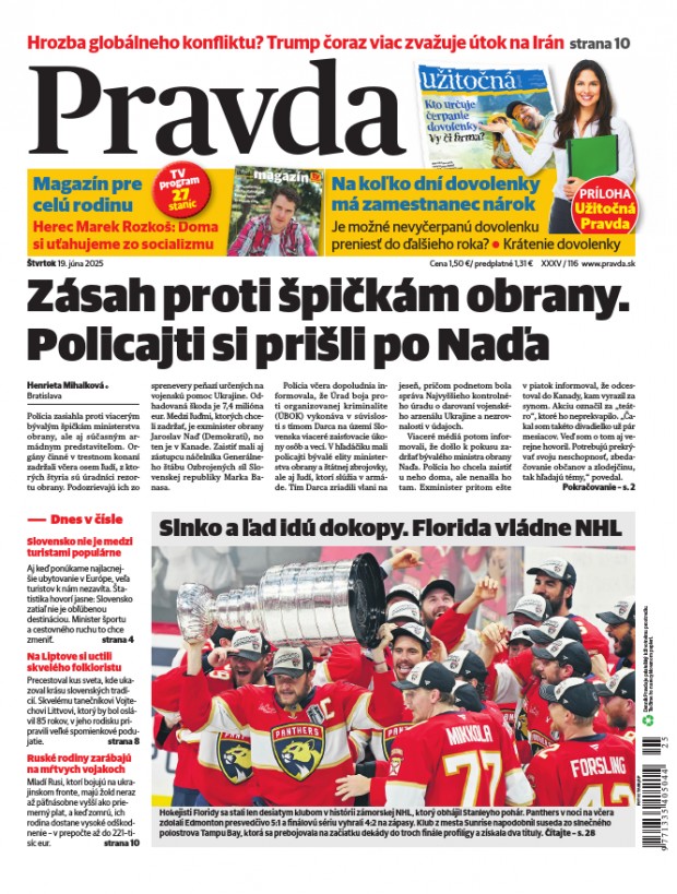 Vydanie Pravdy, náhľad obálky denníka