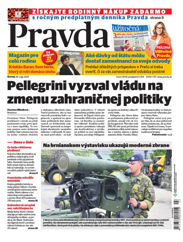 Vydanie Pravdy, náhľad obálky denníka