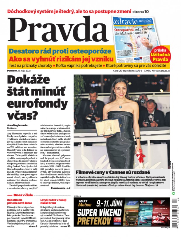 Vydanie Pravdy, náhľad obálky denníka